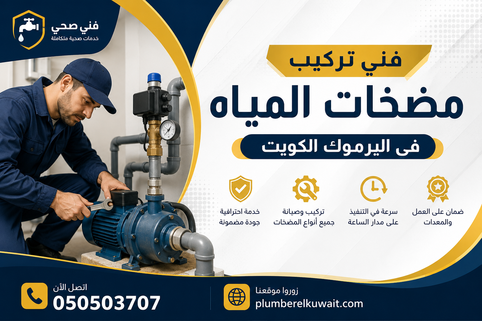 فني تركيب مضخات المياة في اليرموك بالكويت