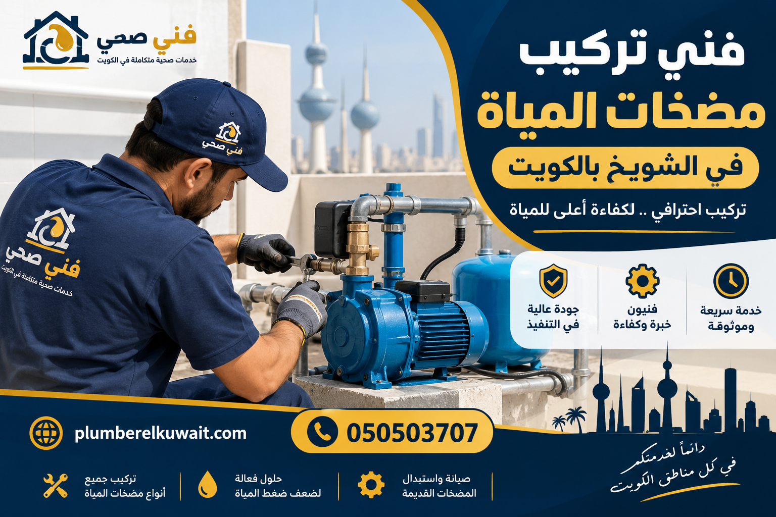 فني تركيب مضخات المياة في الشويخ بالكويت